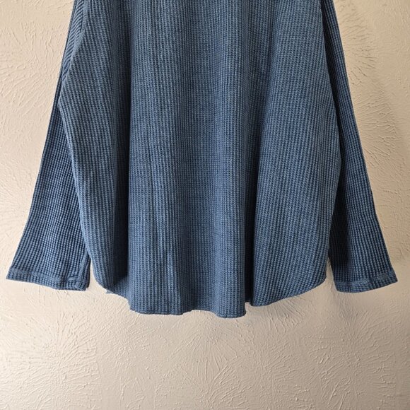 Free People One Blake Thermal Shirt XL Blue Oversized Relaxed Fit Streetwear NWT - Picture 11 of 14